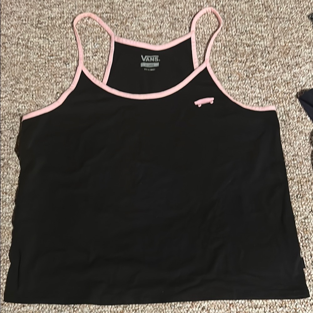 Vans Black and Pink Fitted Crop Camisole
